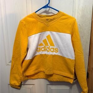 Adidas Yellow & White Crewneck Crop Sweatshirt